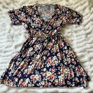 Wrap Dress/Cover Up in Navy Fleur Estella by Jessica Ray